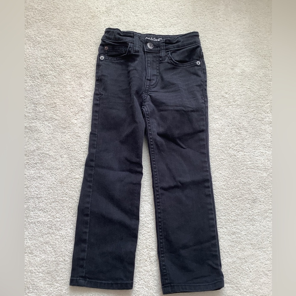 EUC Cat and Jack Black Denim Jeans Stretch Adjustable 4